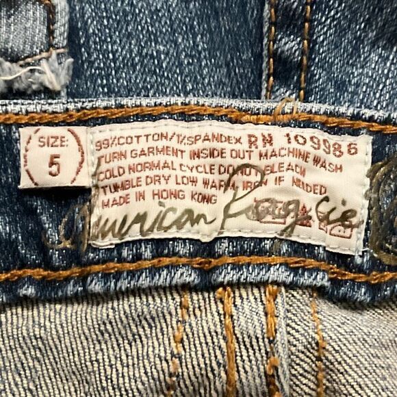 American Rag Blue Embroidered Wing Design Custom Cutoff Jean Shorts 5 - Picture 4 of 5